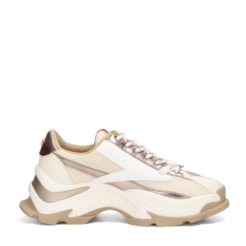 Steve Madden Women's Cream & Rose Gold Synthetic Zoomz Sneakers |Steve Madden In Lebanon