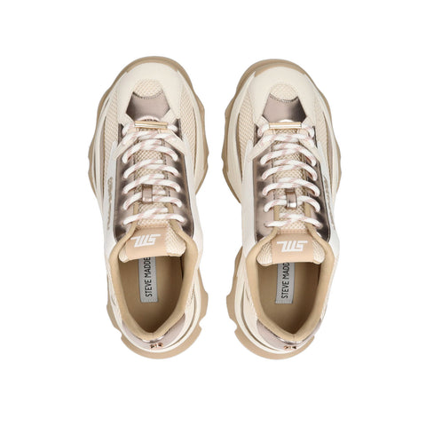 Steve Madden Women's Cream & Rose Gold Synthetic Zoomz Sneakers |Steve Madden In Lebanon