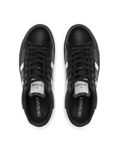 Trussardi Men's Black&White Leather Sneakers |Trussardi in Lebanon