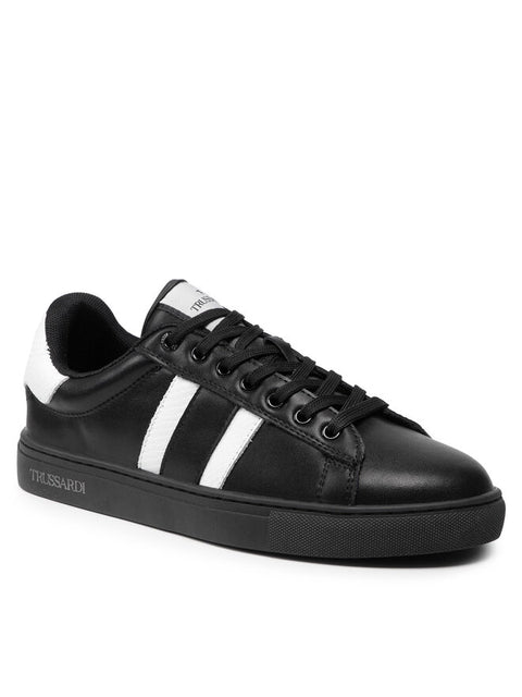 Trussardi Men's Black&White Leather Sneakers |Trussardi in Lebanon