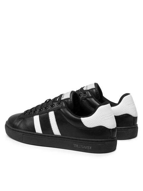Trussardi Men's Black&White Leather Sneakers |Trussardi in Lebanon