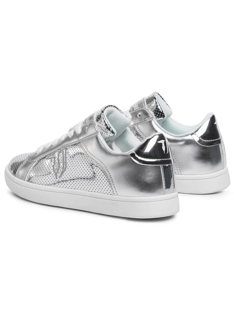 Trussardi Jeans Women's Silver Logo Ecoleather Sneakers |Trussardi Jeans In Lebanon