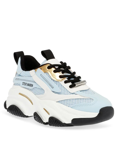Steve Madden Women's Light Blue & Gold Possession-E Sneakers | Steve Madden In Lebanon
