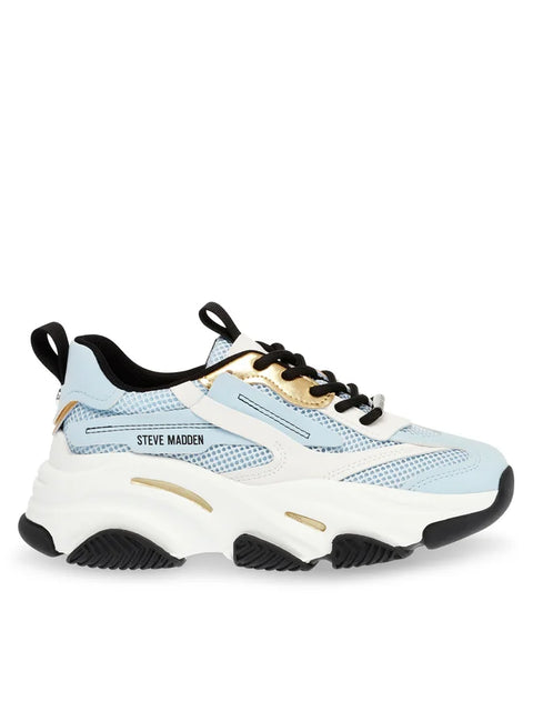 Steve Madden Women's Light Blue & Gold Possession-E Sneakers | Steve Madden In Lebanon