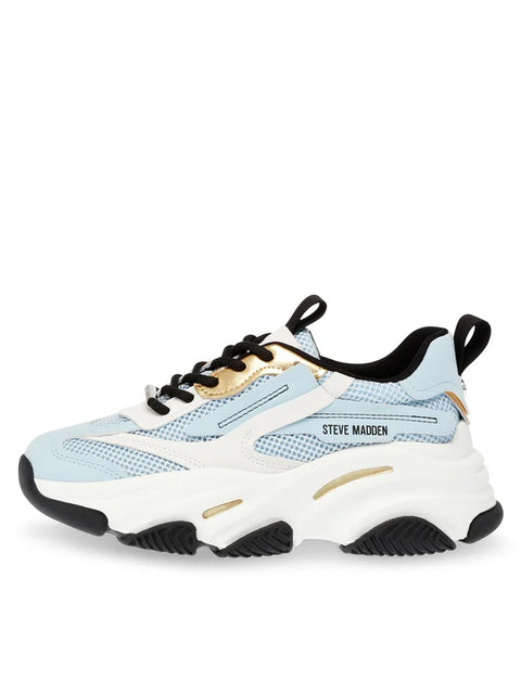 Steve Madden Women's Light Blue & Gold Possession-E Sneakers | Steve Madden In Lebanon