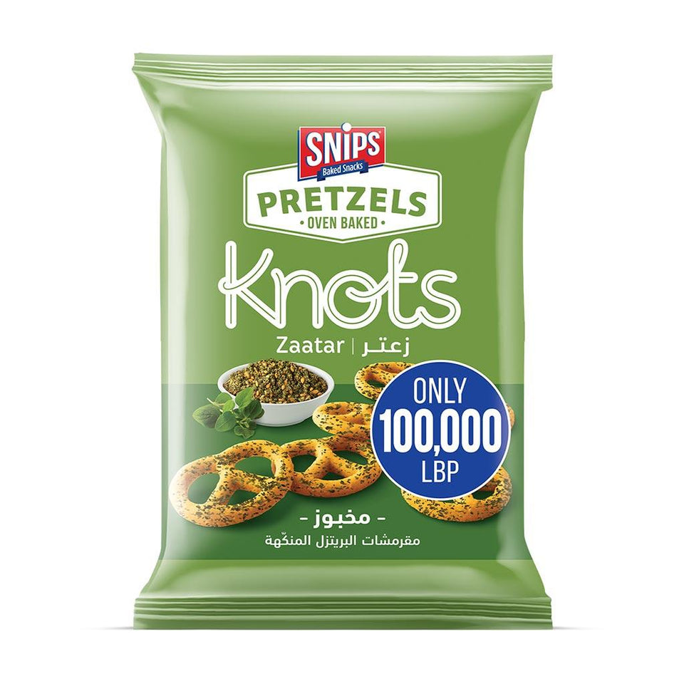 Snips Pretzels Oven Baked Zaatar Knots 225g | Snips In Lebanon