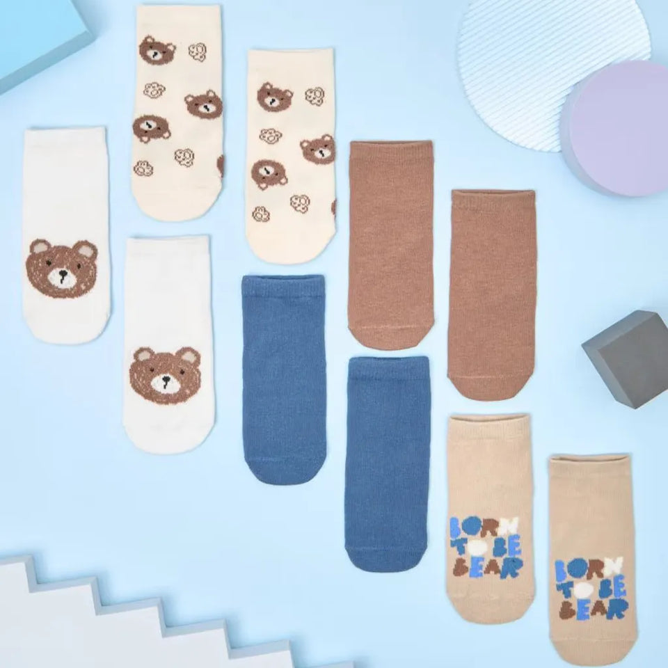 Sinsay Unisex Baby Multicolor 5-Pack Bear Design Socks