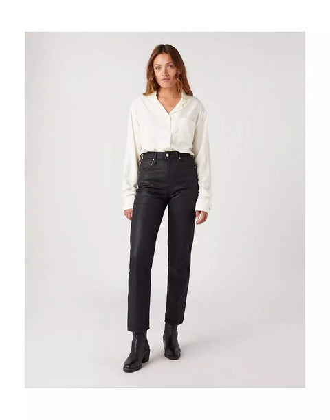 Wrangler Women's Coated Black Barrel Jeans | Wrangler In Lebanon