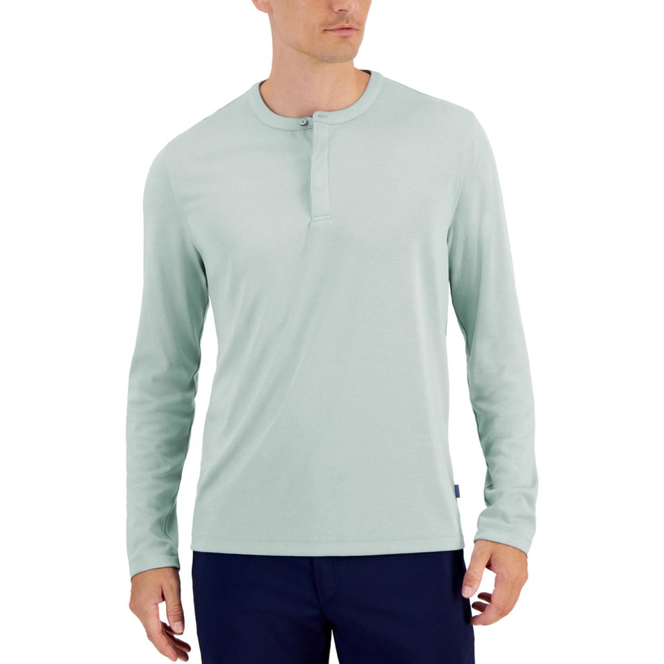 Alfani Men's Aqua Alfatech Solid Henley Long Sleeve Blouse | Alfani In Lebanon