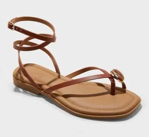 Universal Thread Women's Tan Elizabeth Ankle Strap Sandals With Memory Foam Insole | Universal Thread In Lebanon