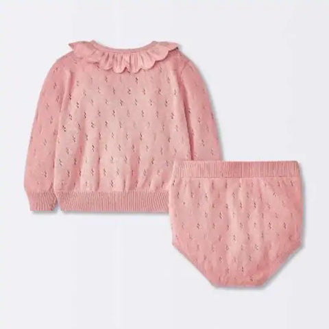 Cloud Island Baby Girl's Pink Pointelle Sweater & Bloomer Set | Cloud Island In Lebanon