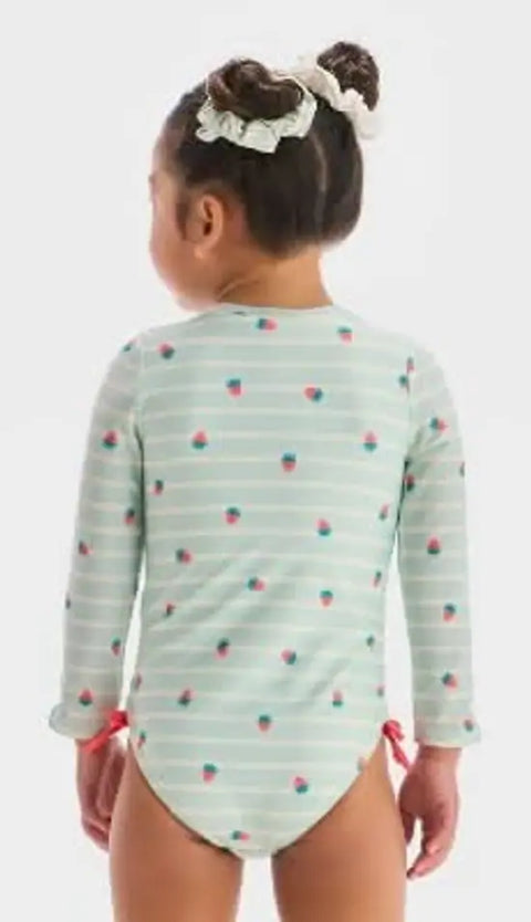 Cat & Jack Baby Girl's Green Long Sleeve Half Zip One Piece Rash Guard Swimsuit | Cat & Jack In Lebanon