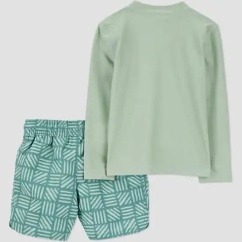 Carter's Boys' Toddler Long Sleeve Solid Green Rash Guard and Geometric Trunk Set | Carter's in Lebanon