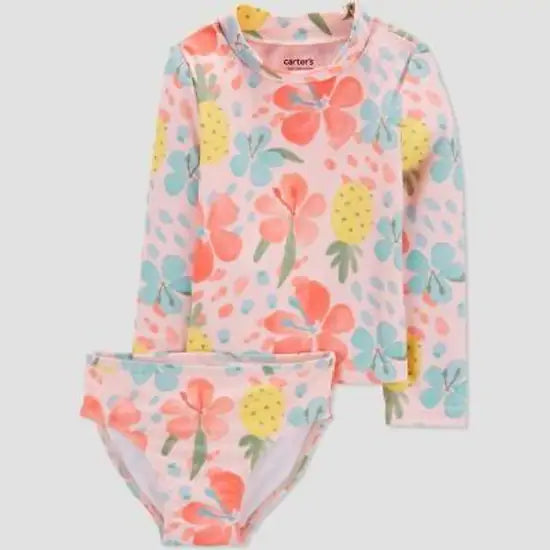 Carter's Just One You Baby Girl's Multicolor Long Sleeve Floral 2PC Rash Guard Swim Set | Carter's Just One You In Lebanon