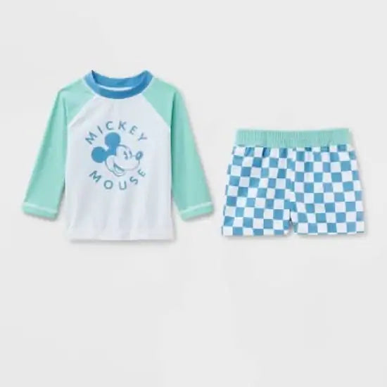 Disney Baby Boy's Multicolor Mickey Mouse Long Sleeve Rash Guard Trunk Set | Disney In Lebanon