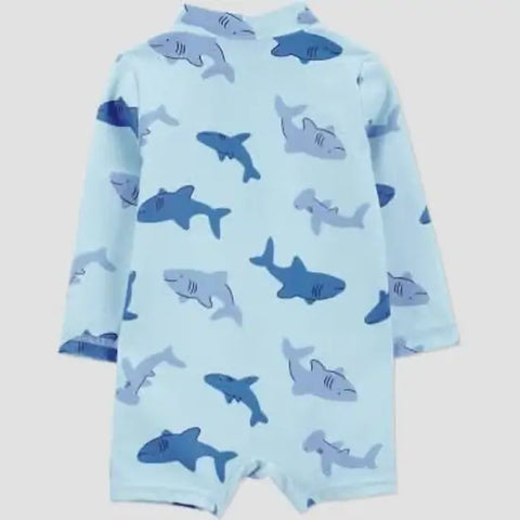 Carter's Just One You Baby Boy's Blue Long Sleeve Sharks Printed Rash Guard Swimsuits | Carter's Just One You In Lebanon