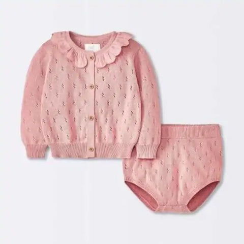 Cloud Island Baby Girl's Pink Pointelle Sweater & Bloomer Set | Cloud Island In Lebanon