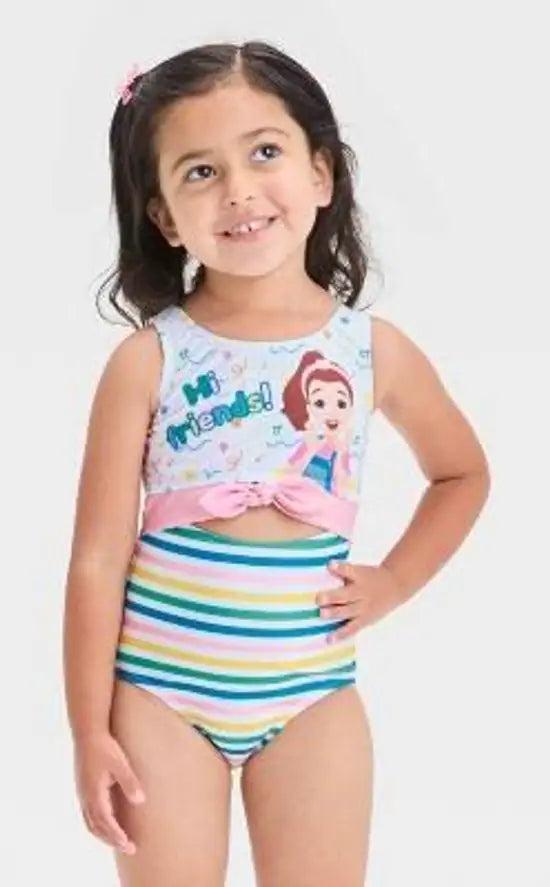 Ms. Rachel Girl's Multicolor Dream wave Toddle Cutout Bow Swimsuit | Ms. Rachel In Lebanon