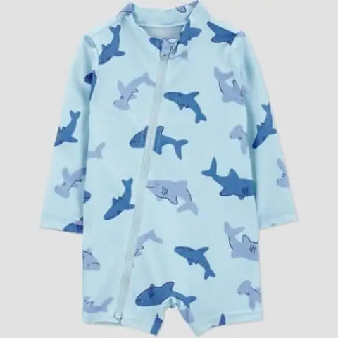 Carter's Just One You Baby Boy's Blue Long Sleeve Sharks Printed Rash Guard Swimsuits | Carter's Just One You In Lebanon