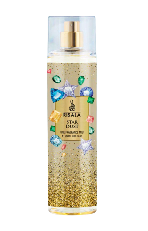 Risala Star Dust fine fragrance mist bottle with decorative elements on a white background