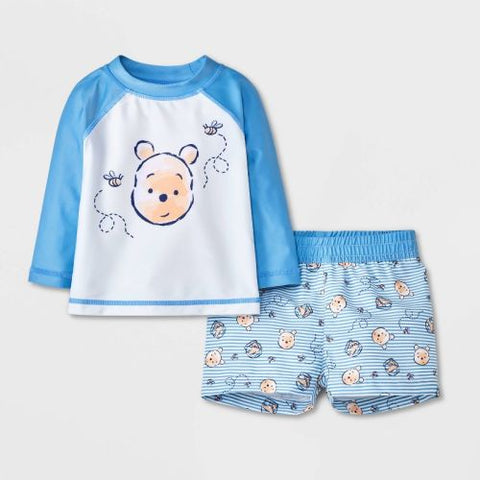 Disney Baby Boy's Blue 2pcs Long Sleeve Winnie The Pooh Printed Rash Swimsuit | Disney In Lebanon