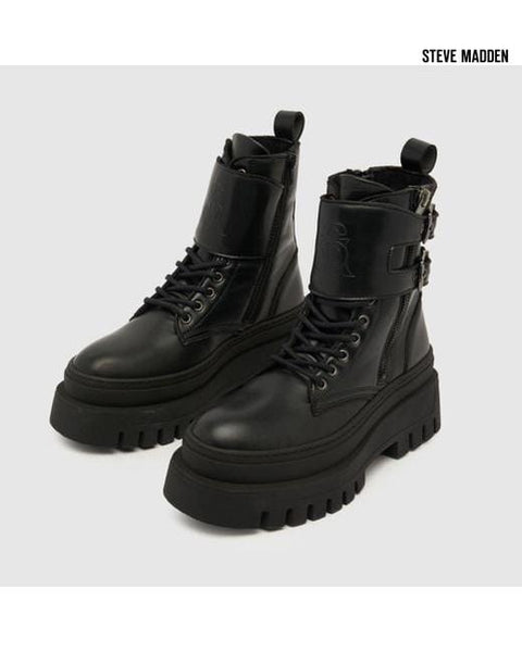 Steve Madden Women's Black  Chauss Biker Leather Boots |Steve Madden in Lebanon