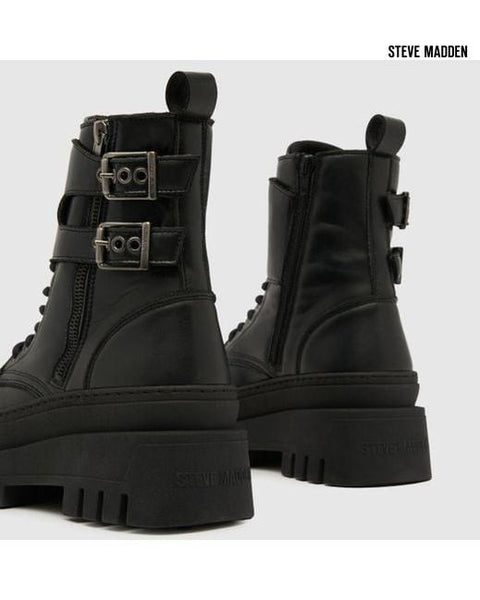Steve Madden Women's Black  Chauss Biker Leather Boots |Steve Madden in Lebanon