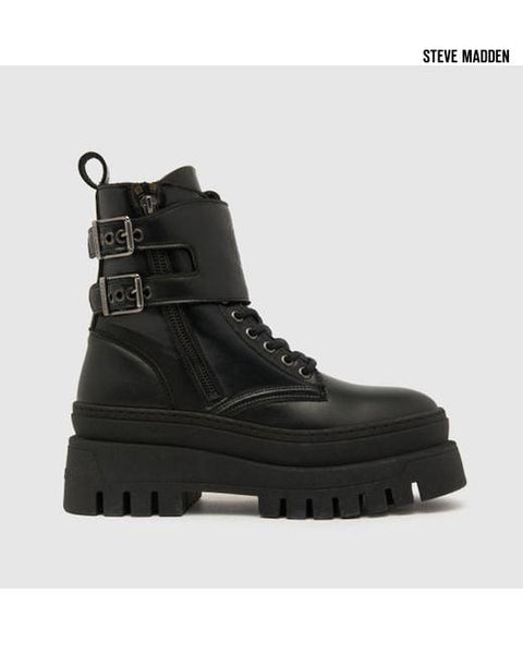 Steve Madden Women's Black  Chauss Biker Leather Boots |Steve Madden in Lebanon
