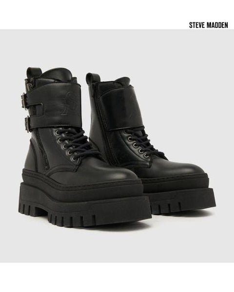 Steve Madden Women's Black  Chauss Biker Leather Boots |Steve Madden in Lebanon