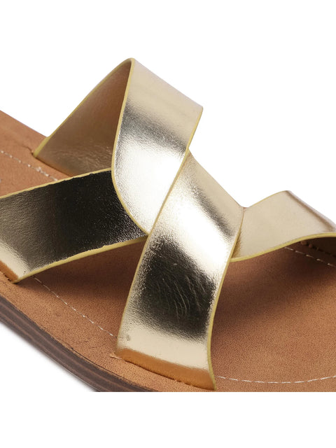 Steve Madden Women's Gold Realm Synthetic Slipper |Steve Madden In Lebanon