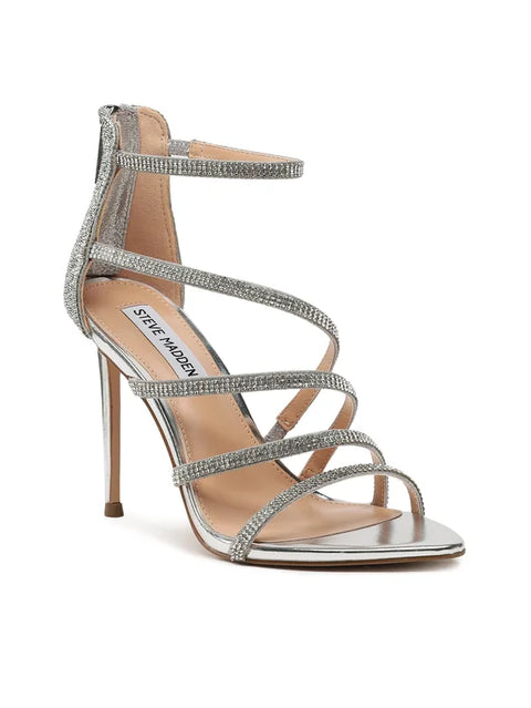 Steve Madden Women's Silver Rhinestone Be amish Heeled Sandal | Steve Madden In Lebanon