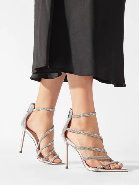 Steve Madden Women's Silver Rhinestone Be amish Heeled Sandal | Steve Madden In Lebanon