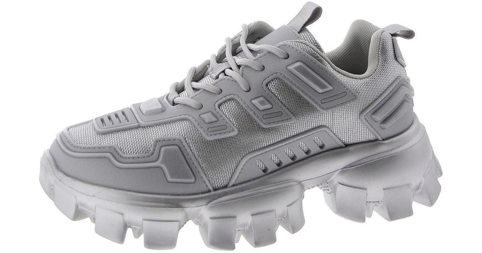 Gray athletic shoe on a white background