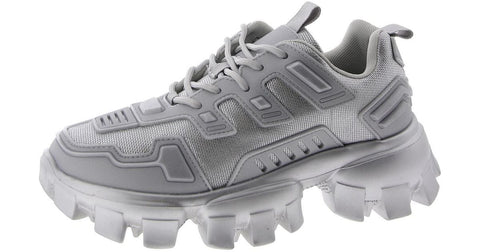 Gray athletic shoe on a white background