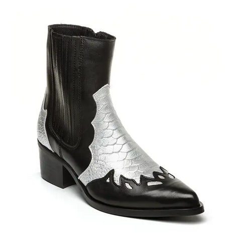 Steve Madden Women's Black/Silver  Leather Selena Boots  | Steve Madden in Lebanon