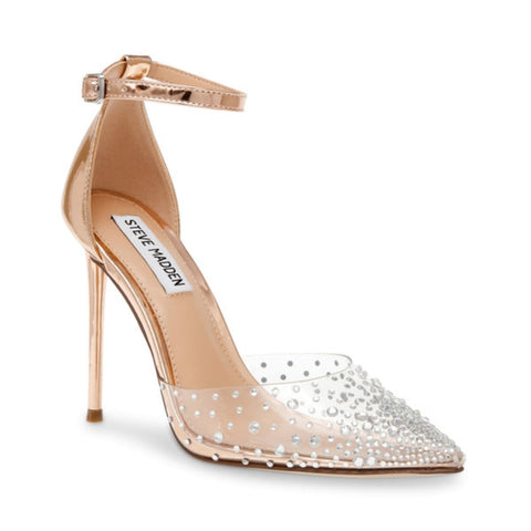 Steve Madden Women's Rose Gold Clear Synthetic Ravaged Heeled Sandal |Steve Madden In Lebanon