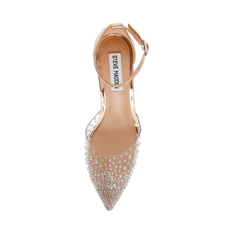 Steve Madden Women's Rose Gold Clear Synthetic Ravaged Heeled Sandal |Steve Madden In Lebanon