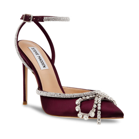 Steve Madden Women's Burgundy Wine Satin Vibrantly Heels |Steve Madden In Lebanon
