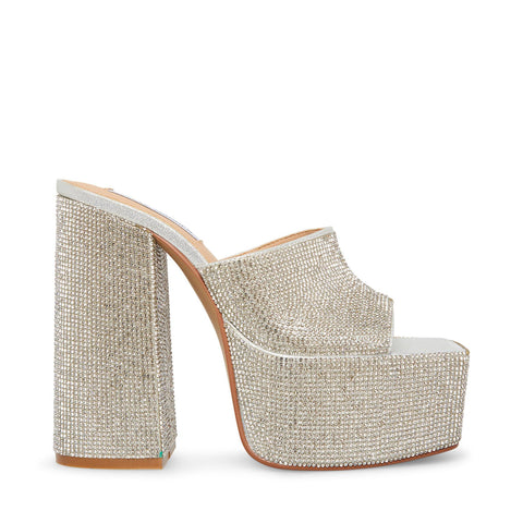 Steve Madden Women's Silver Rhinestone Trixie-R Block Heeled Sandal | Steve Madden In Lebanon