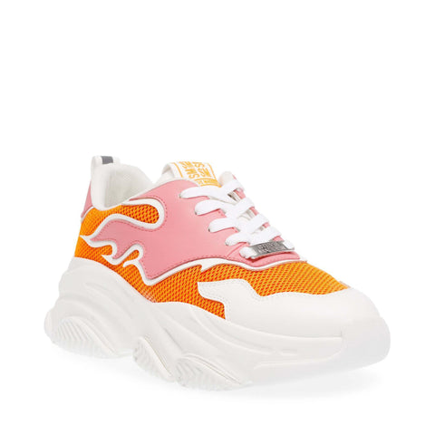 Steve Madden Women's White & Orange Synthetic Primer Sneakers |Steve Madden In Lebanon