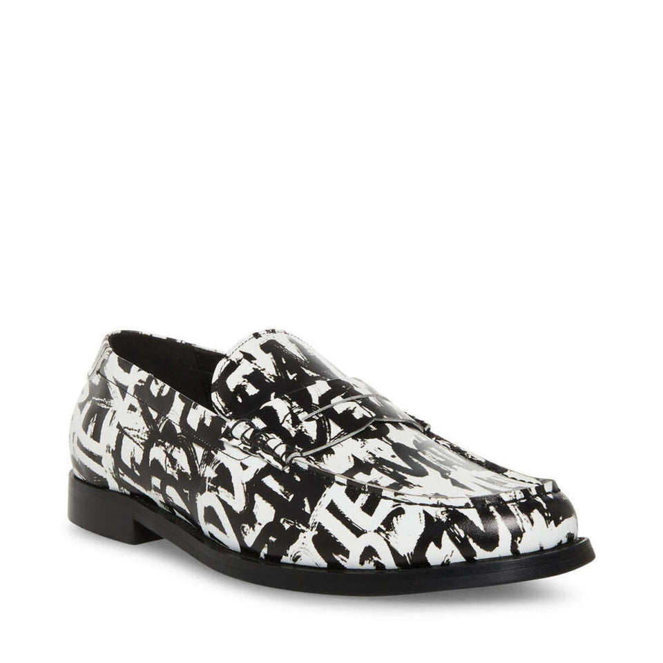 Steve Madden Men's Black & White Leather Andy Casual | Steve Madden In Lebanon