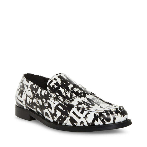 Steve Madden Men's Black & White Leather Andy Casual | Steve Madden In Lebanon
