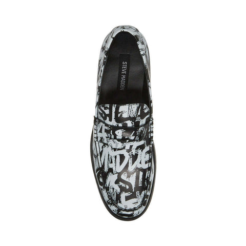 Steve Madden Men's Black & White Leather Andy Casual | Steve Madden In Lebanon