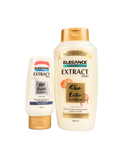 Elegance Shea Butter Shampoo 750ml + Elegance Vital Keratin Conditioner 250ml