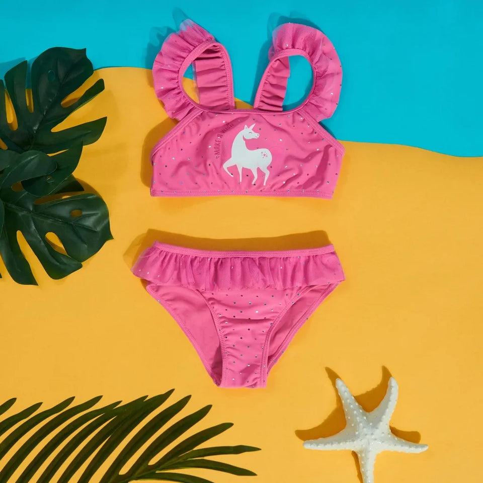 Sinsay Baby Girl's Pink Swimsuit With Tulle Inserts