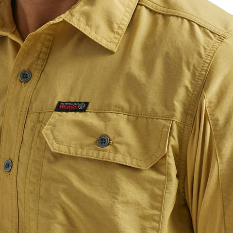 Wrangler Men's Beige Mixed Media Long Sleeve Shirt | Wrangler In Lebanon