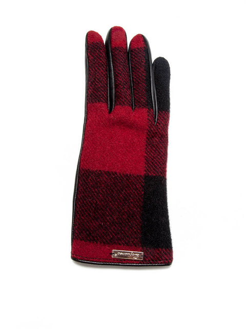 Dsquared2 Women's Red & Black Tartan Wool & Leather Gloves | Dsquared2 In Lebanon