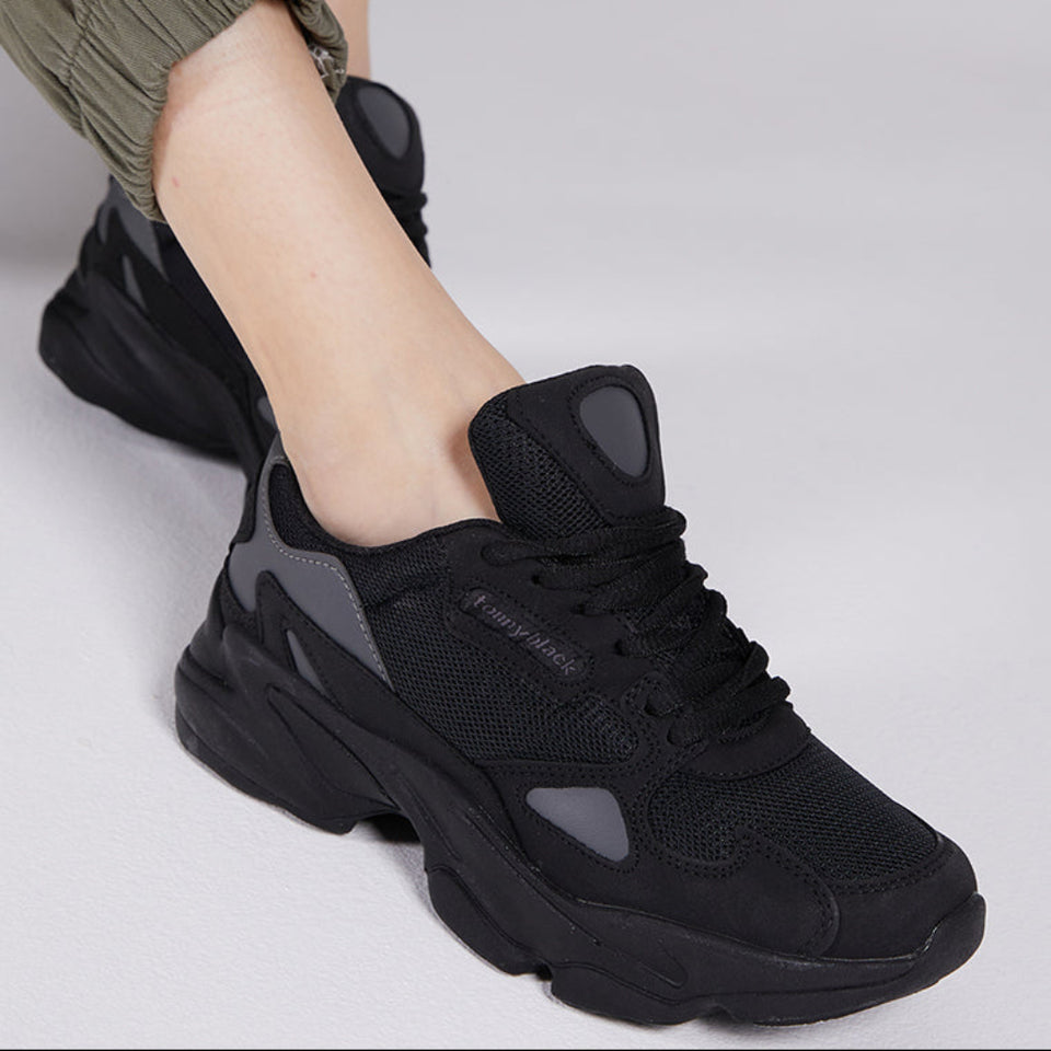Tonny Black Women's Black Mesh Detail Lace-Up Sneakers
