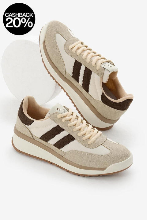 Tonny Black Unisex Beige Double Stripe Sneakers | Tonny Black In Lebanon