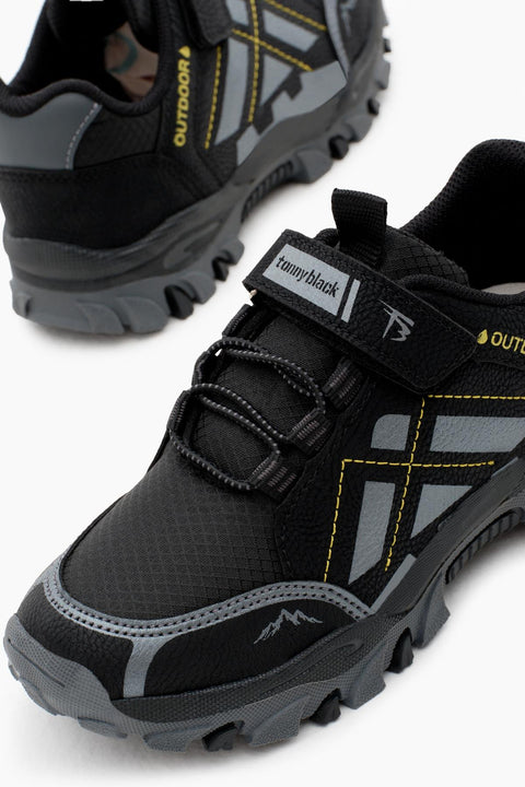 Tonny Black Kids Black Smoke Water Repellent Fabric Velcro Sneakers |Tonny Black In Lebanon